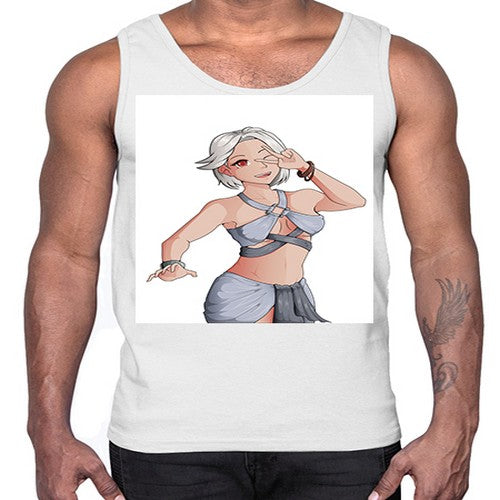 White hair girl wearing summer outfit 40#- anime- Cotton Tank