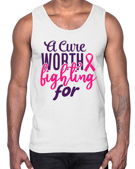 a cure worth fighting for Style 17#- breast cancer- Cotton Tank