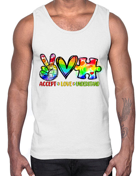 accept love understand- autism- Cotton Tank