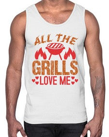 all the grills love me 17#- bbq- Cotton Tank