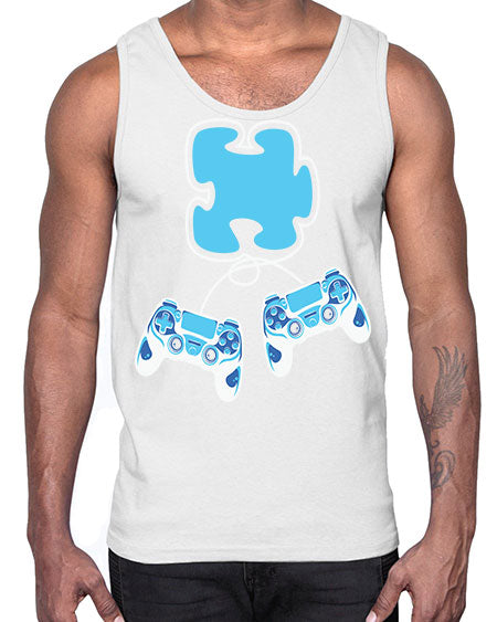 autism awareness gamer puzzle piece 11#- autism- Cotton Tank