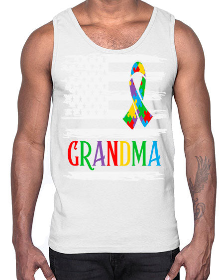 autism grandma american flag 31#- autism- Cotton Tank