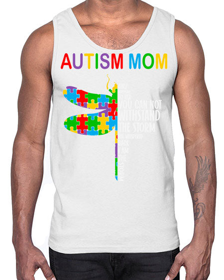 autism mom dragonfly puzzle pieces 47#- autism- Cotton Tank