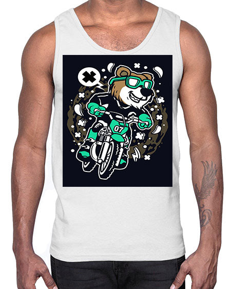 bear motocross rider 37#- bears - animals- Cotton Tank
