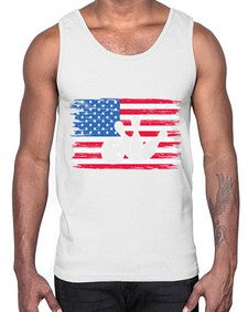 bowling pins usa flag american 278#- bowling- Cotton Tank