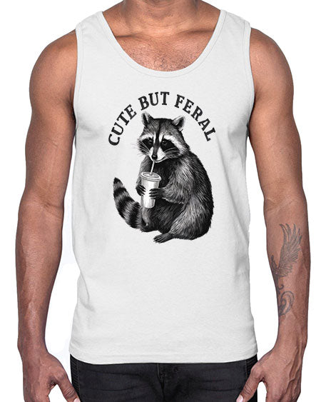 cute but feral 5#- raccoon- Cotton Tank
