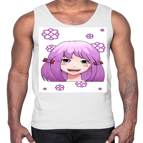 cute ponytails purple hair girl 63#- anime- Cotton Tank