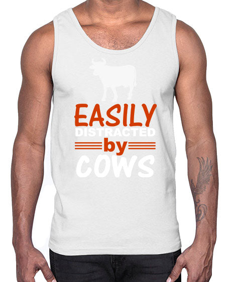 easily distracted by cows Style 4#- cow- Cotton Tank