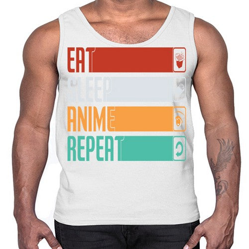 eat sleep anime repeat225#- anime- Cotton Tank