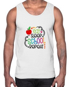 eat sleep school repeat 45#- general school- Cotton Tank