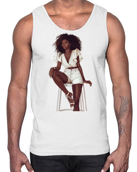 fashion girl in white 85#-  fashion- Cotton Tank