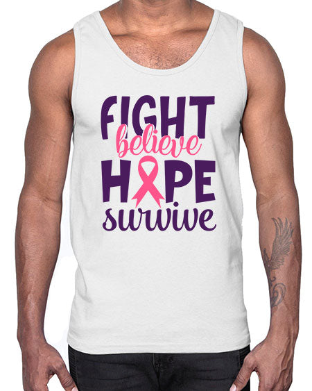 fight believe hope survive Style 13#- breast cancer- Cotton Tank