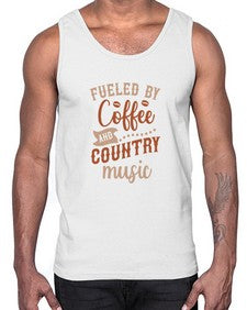 fueled by coffee and country music 468#- western- Cotton Tank