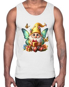 gnome with butterfly 07#- gnome- Cotton Tank