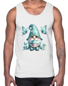 gnome with butterfly 10#- gnome- Cotton Tank