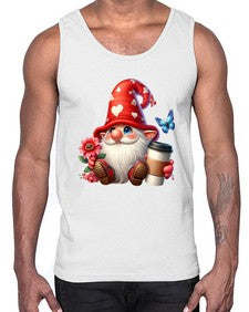 gnome with butterfly 12#- gnome- Cotton Tank