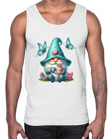 gnome with butterfly 14#- gnome- Cotton Tank