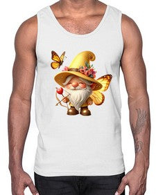 gnome with butterfly 27#- gnome- Cotton Tank