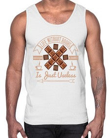 life without books chocolate coffee is just useless 318#- chocolate- Cotton Tank