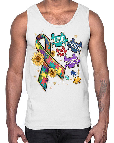 love needs no words- autism- Cotton Tank