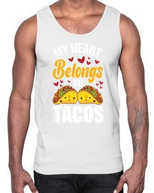my heart belongs to tacos 1423#- tacos- Cotton Tank