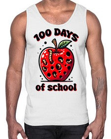 one hundred Days of School Apple 572#- one hundred days- Cotton Tank