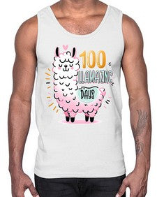 one hundredth Day of School Llama 599#- one hundred days- Cotton Tank