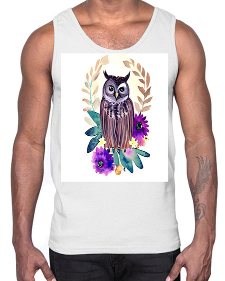 owl 17#- owl- Cotton Tank