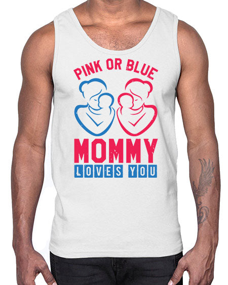 pink or blue Mommy Loves you Style 187#- baby shower- Cotton Tank