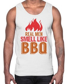 real men smell like bbq 373#- bbq- Cotton Tank