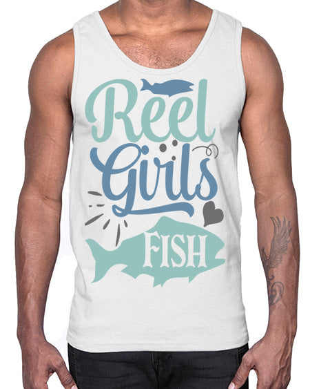 reel girls fish 92#- shark-fish- Cotton Tank