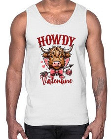 retro vintage howdy valentine bow 1016#- western- Cotton Tank