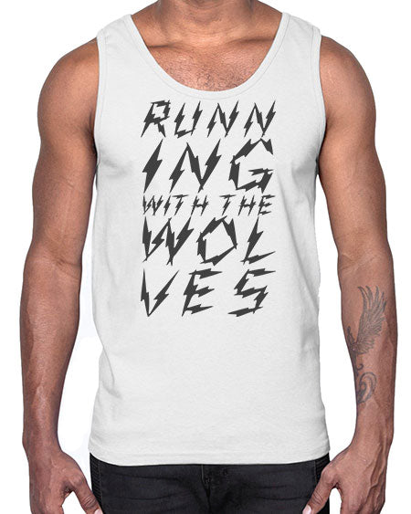 running with the wolves- wolf- Cotton Tank