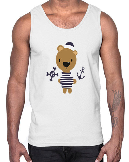 sailor little bear 243#- bears - animals- Cotton Tank