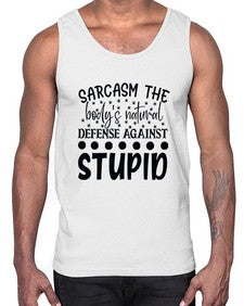 sarcasm the bodys natural defense against 84#- sarcastic- Cotton Tank