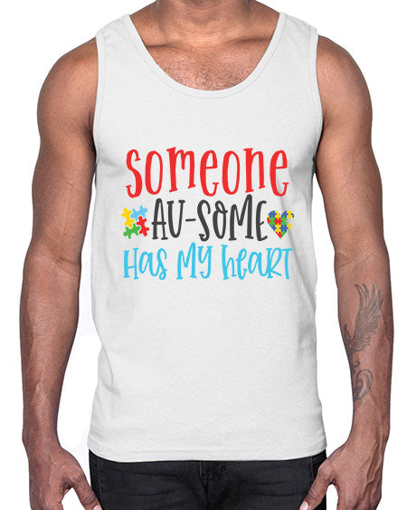 someone ausome has my heart Style 40#- autism- Cotton Tank