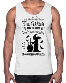 the witch is in the house sign 20#- witch- Cotton Tank