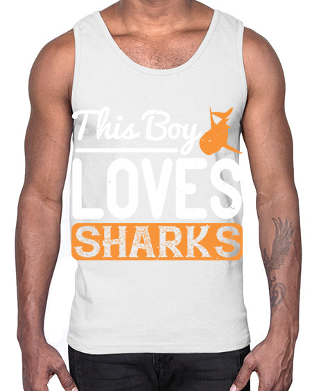 this boy loves sharks Style 14#- shark-fish- Cotton Tank