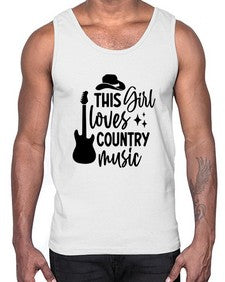 this girl loves country music 1163#- western- Cotton Tank