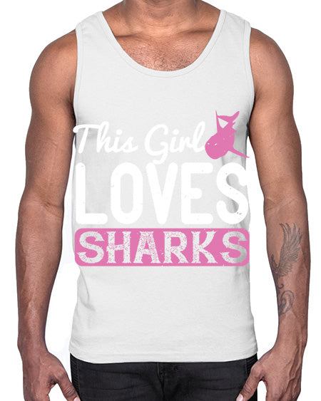 this girl loves sharks Style 12#- shark-fish- Cotton Tank