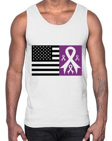 usa flag with alzheimers cancer 219#- alzheimers- Cotton Tank
