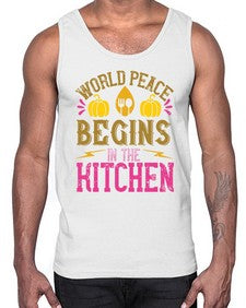 world peace begins in the kitchen 496#- vegan- Cotton Tank