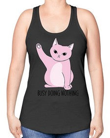 Busy Doing Nothing - cats -Racerback Tank