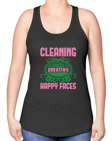 Cleaning spaces creating happy faces Style 93# - cleaner -Racerback Tank
