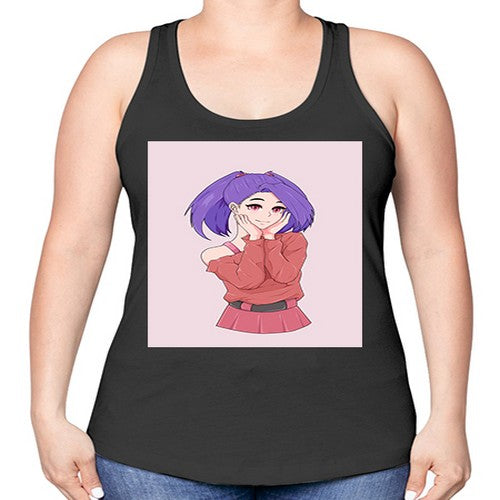 Cute girl with cute pose 138# - anime -Racerback Tank