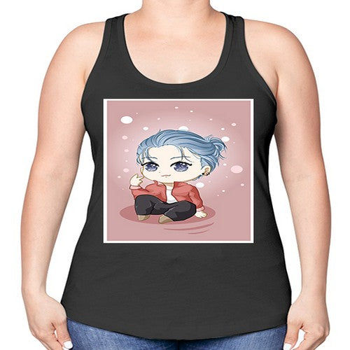 Cute little boy silver hair 78# - anime -Racerback Tank