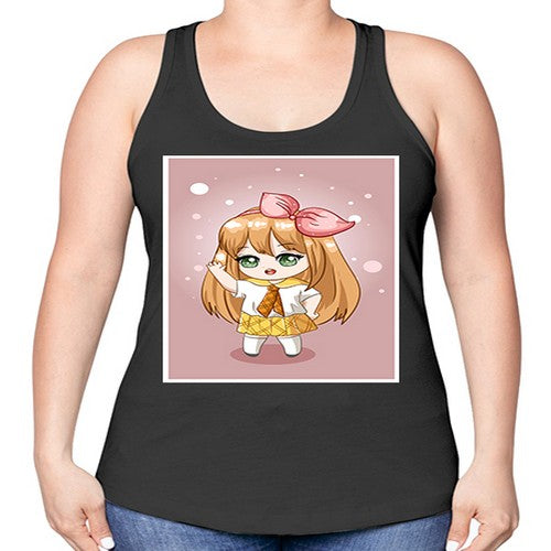 Cute little girl yellow hair wearing uniform 130# - anime -Racerback Tank