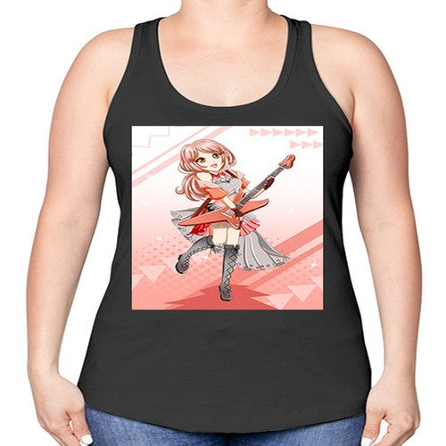 Cute rock star girl with guitar game 17# - anime -Racerback Tank