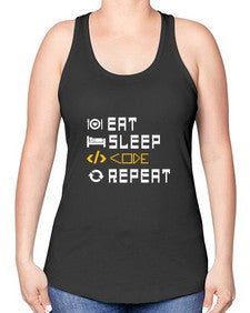 Eat sleep code repeat 49# - computer -Racerback Tank