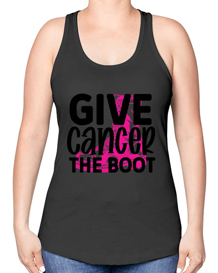 Give Cancer the Boot 25# - breast cancer -Racerback Tank